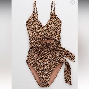 Aerie Leopard Print Wrap Onepiece Swimsuit XS